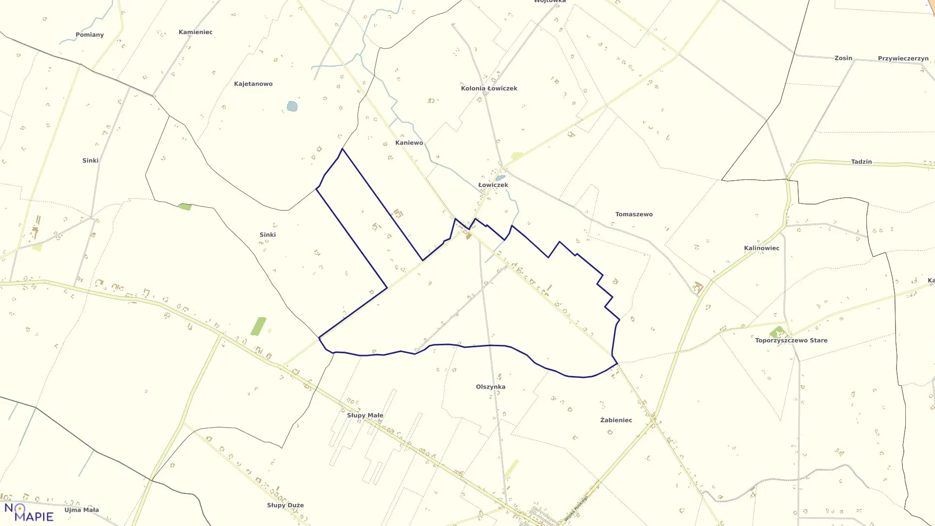 Mapa obrębu Kolonia Łowiczek w gminie Bądkowo